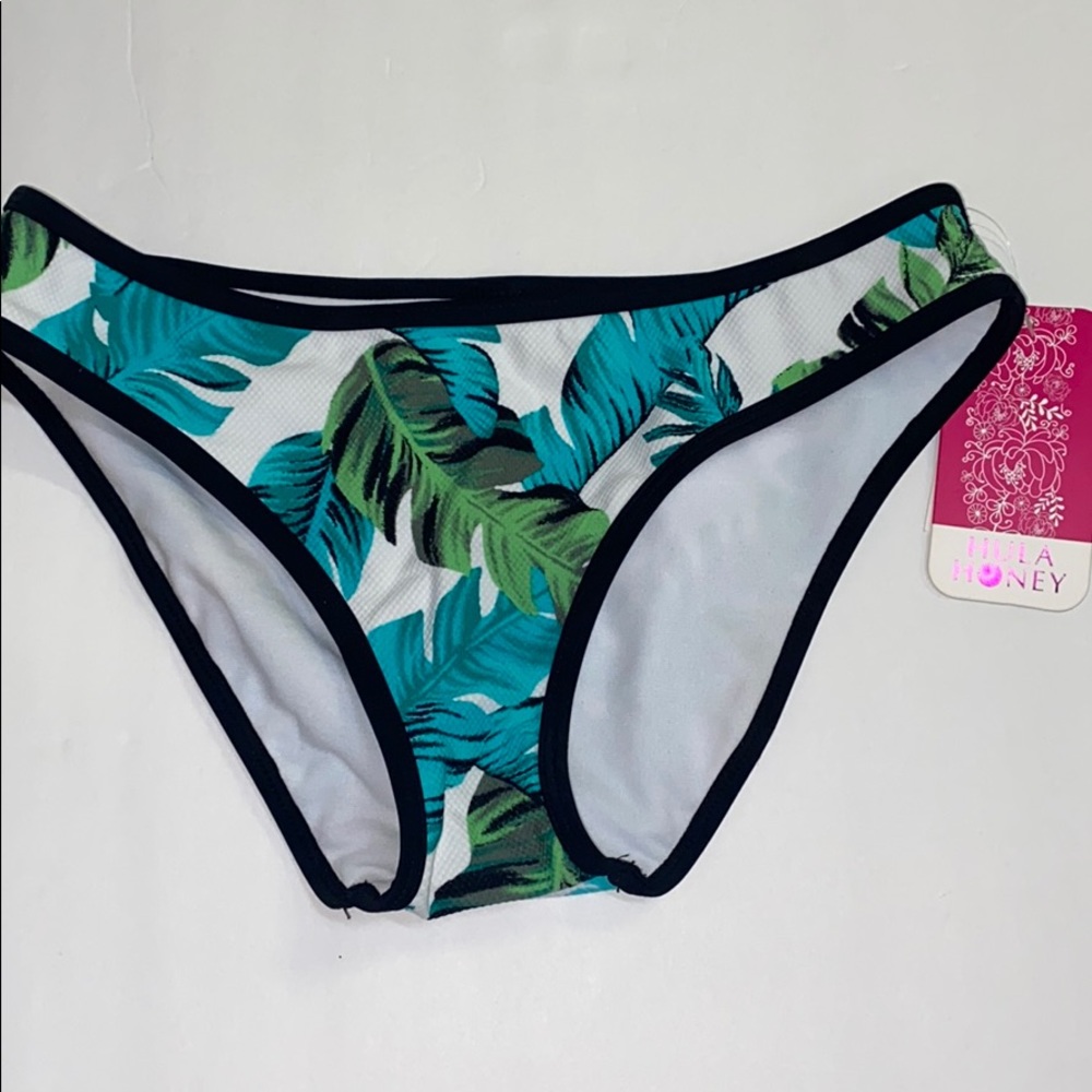 Hula Honey High Waist Leaf Bikini Bottoms Swimsuit Separates 4/25 New